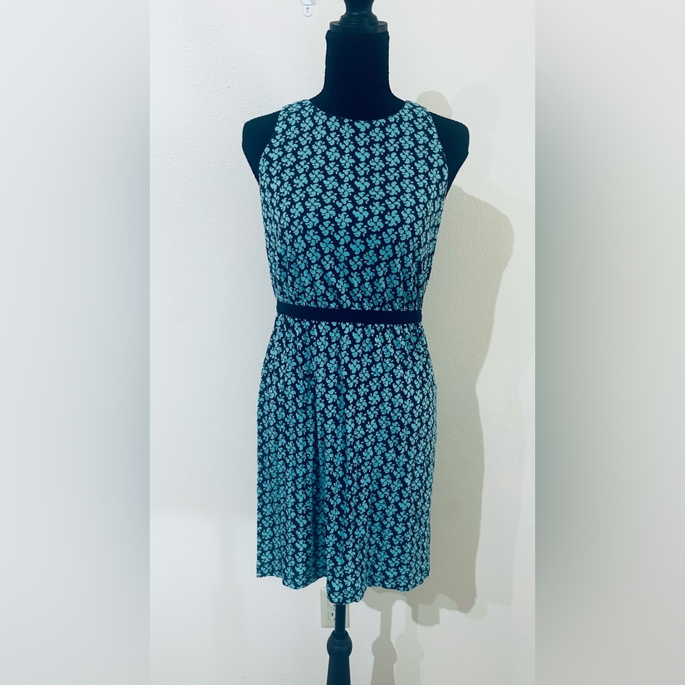 LOFT Blue and Black Floral Maxi Dress
